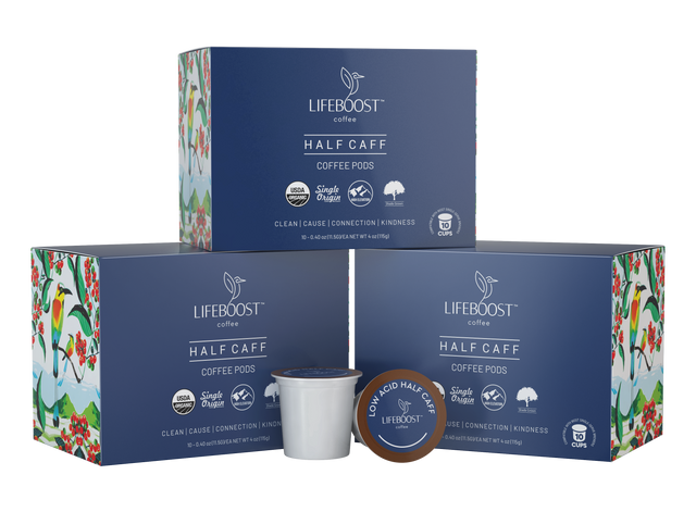 Half Caff Coffee Pods - Lifeboost Coffee