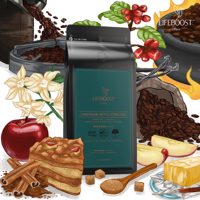 Healthy Low Acid Cinnamon Apple Streusel Coffee
