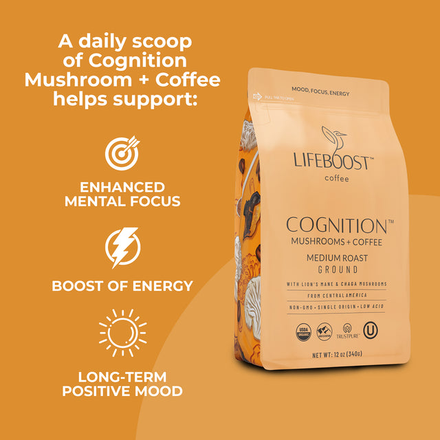 Cognition Mushroom Ground coffee - Lifeboost Coffee