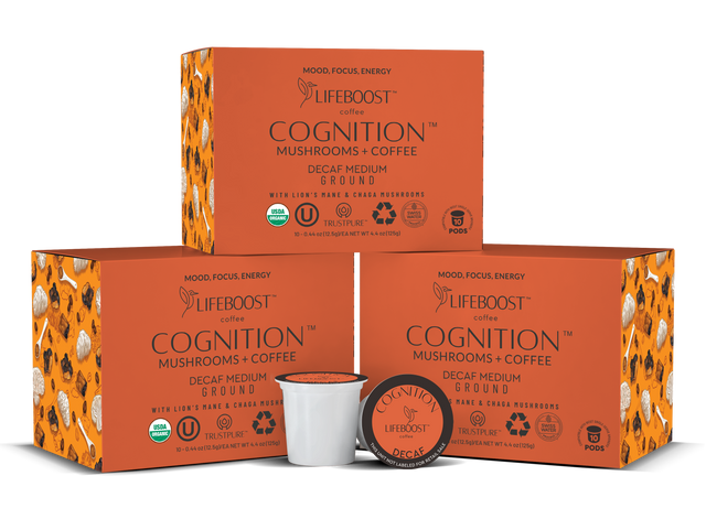Decaf Cognition Mushroom Pods - Lifeboost Coffee