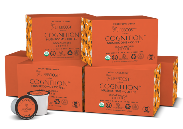 Decaf Cognition Mushroom Pods - Lifeboost Coffee