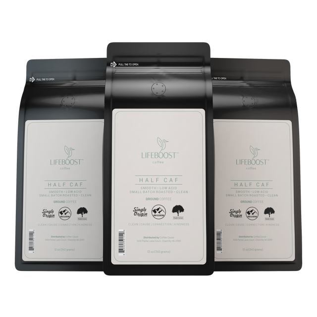 3x Half Caff Coffee 12 oz Bag - Lifeboost Coffee