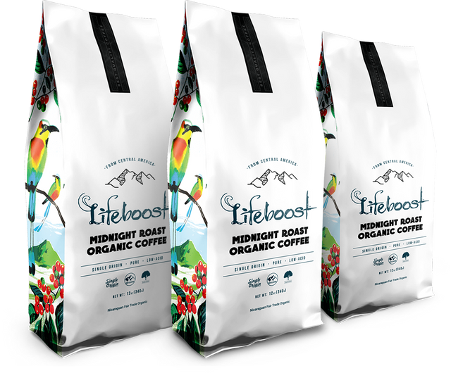 3x Midnight Coffee 12 oz Bag - Lifeboost Coffee