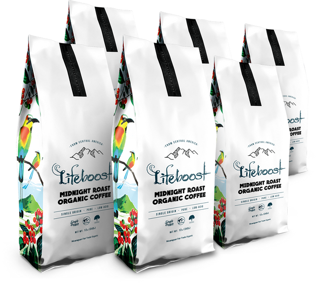 6x Midnight Coffee 12 oz Bag - Lifeboost Coffee